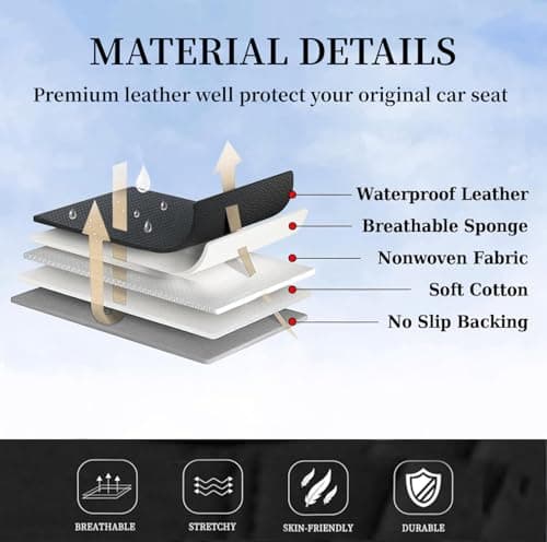 Coverado Car Seat Cover Front Seats, Brown Seat Covers Front Seats, Nappa Leather Waterproof, Car Seat Cushion, Car Seat Protector Universal Fit Most Cars — view 3