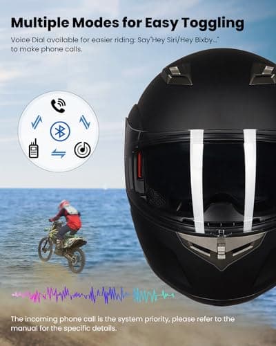 ILM Bluetooth Integrated Modular Flip up Full Face Motorcycle Helmet Sun Shield Mp3 Intercom Model 953PRO (M, Matte Black) — view 4