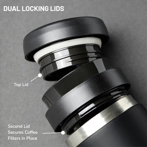 ESPRO Go P0 Ultralight French Press Coffee Maker for Travel, Vacuum Insulated Stainless Steel, 16 Ounces, Matte Meteorite Black — view 7