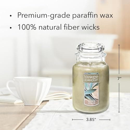 Yankee Candle Scented Candle, Sage & Citrus, Original Large Jar Candle, 110-150 Hours of Burn Time, 22 oz. — view 2