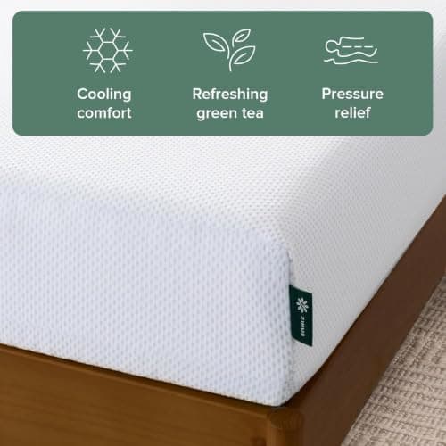 Zinus Full Mattress - 6 Inch Green Tea Cooling Gel Memory Foam Mattress, Pressure Relief, for Cool Sleep, CertiPUR-US Certified Foam, Mattress in a Box, 10-Year Warranty, Full Size — view 3