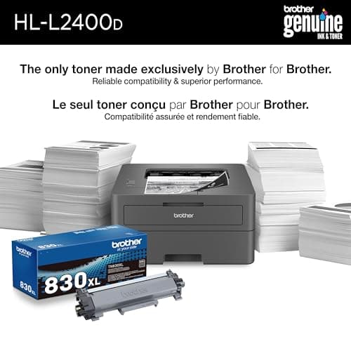 Brother HL-L2400D Compact Monochrome Laser Printer with Duplex Printing, USB connectivity (Cable Sold Separately), Black & White Output — view 4