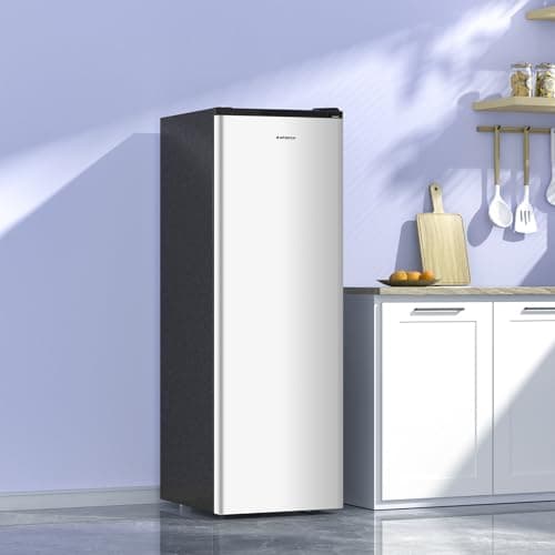 BANGSON Upright Freezer, 7.0 Cu.ft Stand Up Freezer, Convertible Upright Freezer/Refrigerator, Single Door for Kitchen,Garage, Office, Apartment, Silver — view 8