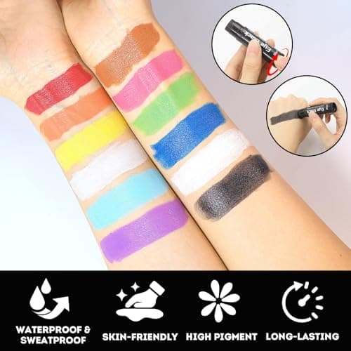 Eye Black Stick 20 Pack, 12 Colors Sports Eye Black for Football Baseball Softball, Anti Glare Eye Black Face Paint for Athletes & Fans, Retractable Under Eye Sports Paint Sticks for Game Day — view 4