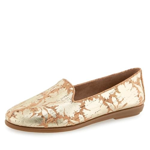 Aerosoles Women's Betunia Loafer, Natural Cork/Gold Floral, 6.5M