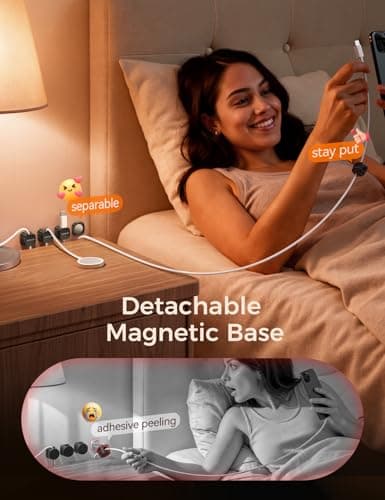 JOYROOM Detachable Magnetic Cord Organizer w/Secure Snap-Lock, 2-in-1 Adhesive& Magnetic Cable Clips, Auto-Fit Spring Management for φ1.5~8mm Cables, Under Desk Nightstand Home Office Car Wire Keeper — view 3