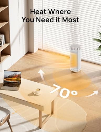 DREO Space Heaters for Indoor Use, 1500W Fast Heating Portable Heaters with Remote, Large PTC Ceramic Electric for Bedroom, 12H Timer, 70° Oscillation, Overheat Protection, Safety Heat for Home Office — view 3