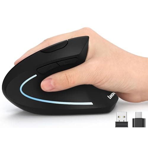 Lekvey Ergonomic Mouse, USB C Wireless Vertical Mouse, Dual Mode Rechargeable USB-A & Type-C Ergo Mouse, 1600 DPI, Relieves Wrist Pain and Carpal Tunnel, for Laptop Computer Mac MacBook PC, Black