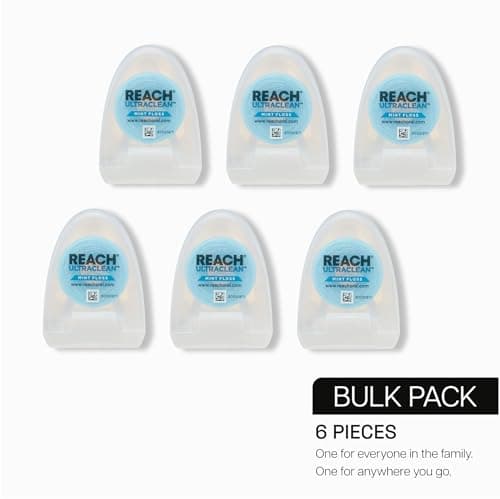 REACH Ultraclean Dental Floss, Mint, Plaque Remover for Teeth, Shred Resistant, Waxed, Easy on Gums & Teeth, Mint, Oral Care, PFAS Free, for Adults & Kids, 6 Pack, 30 yd — view 4