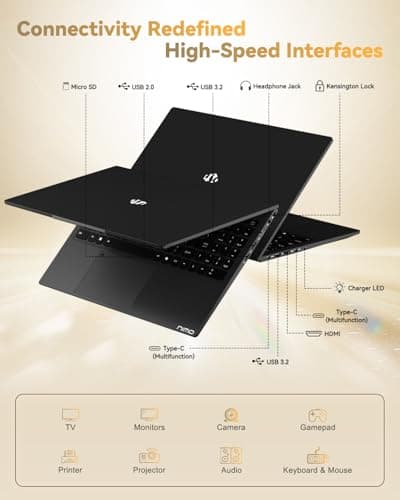 NIMO 15.6" Light-Gaming-Laptop, 8 Cores AMD Ryzen 7 Pro 6850U 32GB RAM 1TB SSD (Beat i7-1360P Up to 4.7GHz) Radeon 680M 100W Type-C FHD Backlit Keyboard for Content Creators & Business Student — view 5