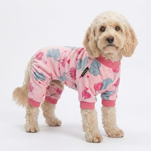 Fitwarm Elephant Fleece Dog Pajamas, Cozy Winter Clothes for Small Dogs Girl, Cute Pet Outfit, Pink, Blue, Medium — view 3