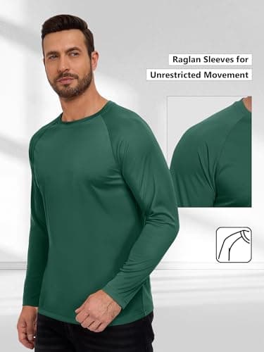 TUREFACE Mens UPF 50+ UV Sun Protection Long Sleeve Shirt Quick Dry Rash Guard T-Shirts for Outdoor Activities Spruce Green X-Large — view 3
