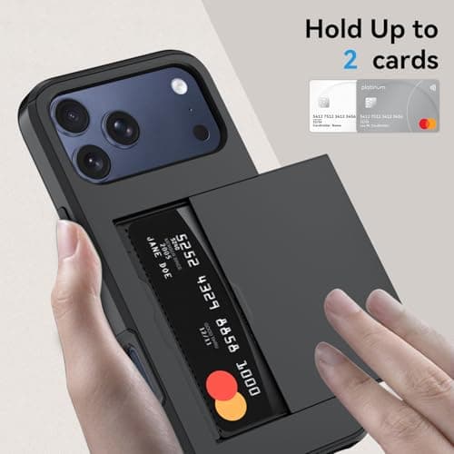 Qinmay Compatible with iPhone 17 Pro Max Case Wallet,Built-in Card Holder, Heavy Duty Protective Dual Layer Shockproof Hidden Card Slot Slim Wallet Phone Cover for iPhone 17 Pro Max，Black — view 2