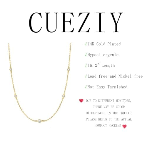 CUEZIY Dainty Silver Necklaces for Women Station Choker Cubic Zirconia Simulated Necklace Simple Cute Layering CZ Necklace Trendy Simple Jewelry Gifts — view 5