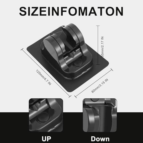 2PC MAYYAYA ShowerHead Holder, Black Adhesive WallMounted, Adjustable Angle — view 2