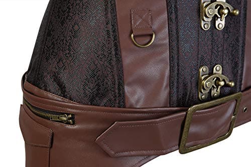 KSHUN Women's Luxury Punk Rock Leather Steampunk Corset Vintage Steampunk Gothic Bustier Corset (Brown,3X-Large) — view 3