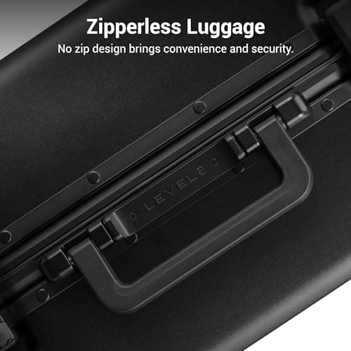 LEVEL8 Zipperless Carry On Suitcase Airline Approved with Aluminum Frame, Hard Shell Luggage with Spinner Wheels, Metal Travel Luggage with Double Tsa Locks, 20 Inch, Black — view 6