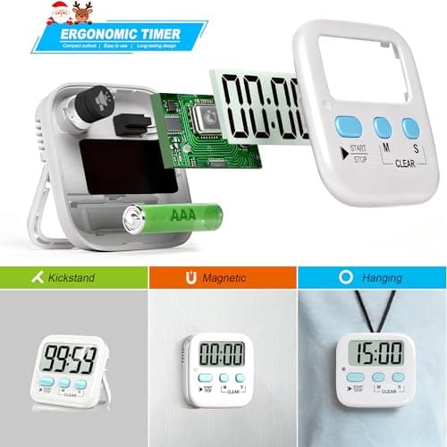 Antonki 2 Pack Digital Timer for Kids, Magnetic Countdown Kitchen Timers for Cooking, Egg, Classroom, Teacher, Exercise, Study, Oven - Battery Included — view 4