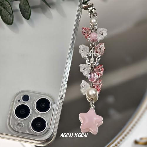 AGEN KGEN Phone Charm Y2K Aesthetic Cute Cell Phone Charms for Women Gir Phone Charm Bag (1 PCS Flowers Star) — view 3