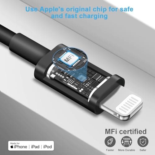 10FT iPhone 14 13 12 Charger Fast Charging 20W PD USB C Wall Charger with 10FT Fast Charging Cable Compatible iPhone 14/13/12/11/Pro/Pro Max/Mini/Xs Max/XR/X, iPad - Black — view 2
