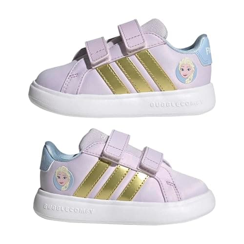 adidas Unisex-Baby Grand Court Elsa I, Ice Lavender/Gold Metallic/Blue, 8.5 — view 8