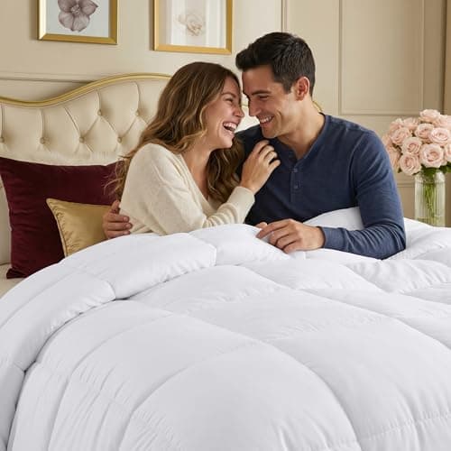 Utopia Bedding Comforters Queen Size, All Season Duvet Insert, Down Alternative Box Stitched Bed Comforter with Corner Tabs, Machine Washable (White) — view 4