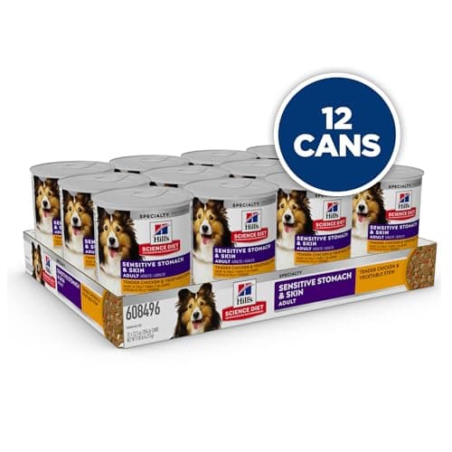 Hill's Science Diet Sensitive Stomach & Skin, Adult 1-6, Stomach & Skin Sensitivity Support, Wet Dog Food, Chicken & Barley Stew, 12.5 oz Can, Case of 12 — view 2
