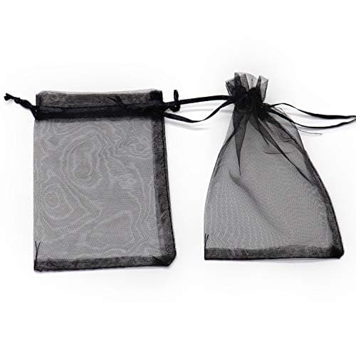 Bezall 100Pcs Black Organza Bags 3x4 Inch, Small Mesh Jewelry Bags Drawstring Gift Bags Wedding Party Favor Halloween Candy Treat Pouches