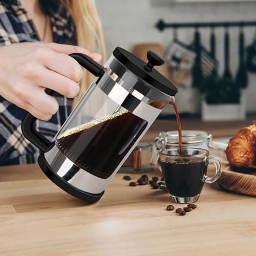 RAINBEAN French Press Coffee Maker 12 Oz, Mini Coffee Press 1 Cup, Single Serve French Press, With 3 Filterations, Heat Resistant Thickness Borosilicate Glass, Coffee Brewer Tea Press — view 5