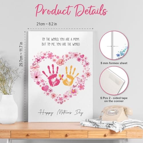 MIKAYENUS Happy Mother's Day Handprint Craft & Art Activity - DIY Handprint Gifts For Grandparents, Mom From Kid, Son, Daughter - First Mothers Day Gifts For Mom From Kids Arts And Crafts