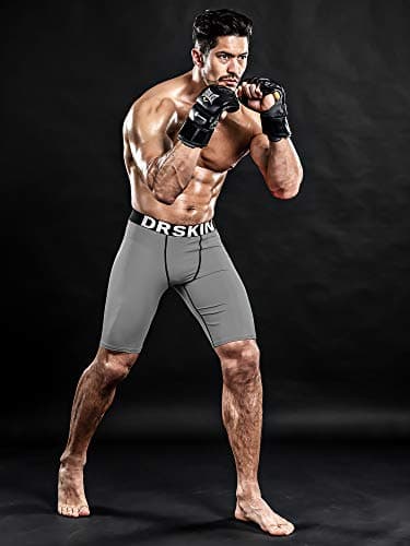 DRSKIN Men's 6, 4, 3 or 1 Pack Compression Shorts Pants Tights Baselayer Sports Running Athletic Active Underwear Workout, Line Gr304-gray, XX-Large — view 4