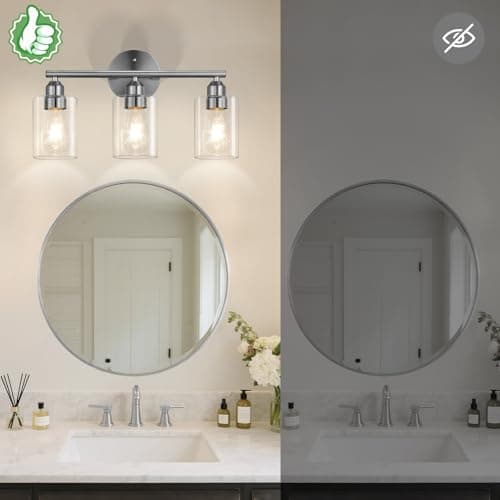 Percantis 3-Light Bathroom Vanity Light Fixture,Silver,17.3"