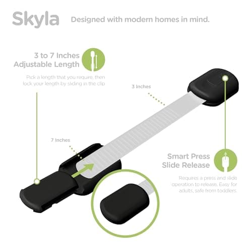 Baby Proofing Child Safety Locks (2 Pack) by Skyla Homes - The Safest, Quickest and Easiest 3M Adhesive Cabinet Latches, No Screws & Magnets, Multi-Purpose for Furniture, Kitchen, Ovens, Toilet Seats — view 4