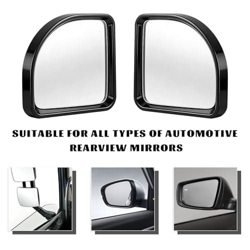 CCHRN 2 PCS Blind Spot Mirror, Fan Shaped HD Glass Car Rear View Mirrors with 360 Degree Wide Angle, Convex Side Rearview Mirrors Exterior Accessories for Cars SUVs Trucks RVs — view 5