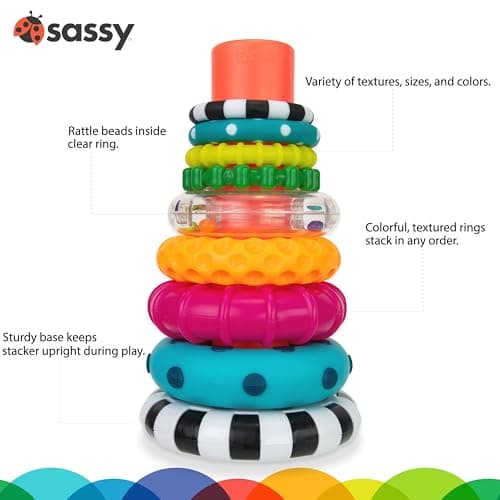 Sassy Stacks of Circles Stacking Ring STEM Learning Toy, Age 6+ Months, Multi, 9 Piece Set — view 2