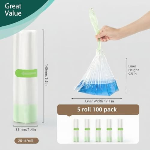 100 Disposable Potty Liners for Toddlers, Easy Cleanup, for Home & Travel