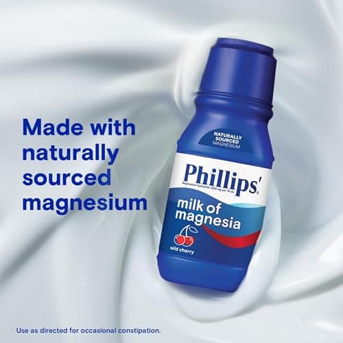 Phillips’ Milk of Magnesia Liquid Laxative, Wild Cherry Flavor, Stimulant Free, Cramp Free Relief of Occasional Constipation*, Effective in 30 minutes - 6 hours, #1 Milk of Magnesia Brand, 26 oz — view 2