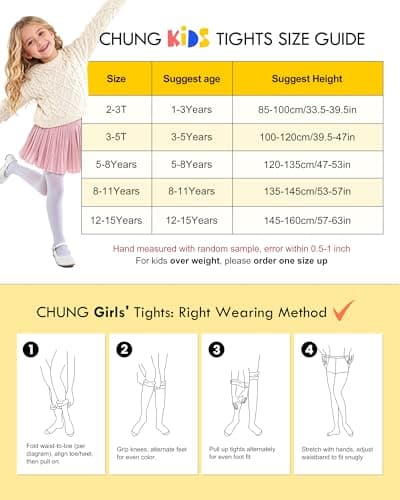 CHUNG Girls Light Weight High Stretchy Footed Legging Lights Students Ballet Bottom, Navy, 8-11Y — view 5