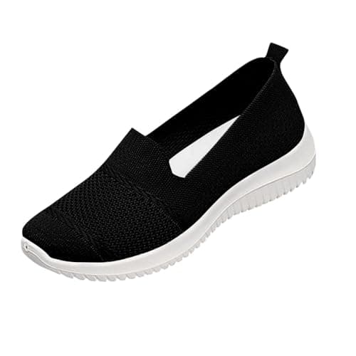 Canvas Wedge Shoes for Women Knit Mesh Lightweight Flats Comfortable Breathable Walking Running Slip-On Orthopedic Espadrilles Sneakers