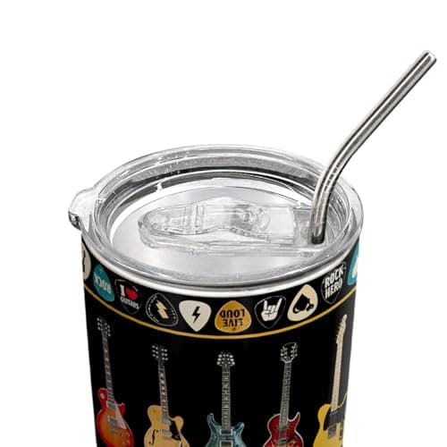 64HYDRO 20oz Electric Guitar Tumbler Cup - Music Gifts for Men, Musicians, Guitar Players - Insulated Travel Coffee Mug With Lid - Valentine's Day Gift — view 5