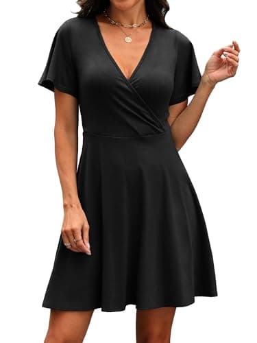 RUMIA Dresses for Women 2026 Elegant Classy Black Work Holiday Semi Formal Party Cocktail Dress Wrap V Neck L — view 2