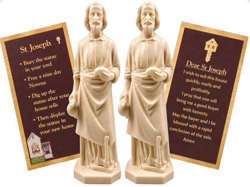 Westmon Works St Joseph House Selling Statue Set and Double Sided Prayer Card Faith-Based Made in The USA Figurine with Prayer for Selling Homes, Pack of 2