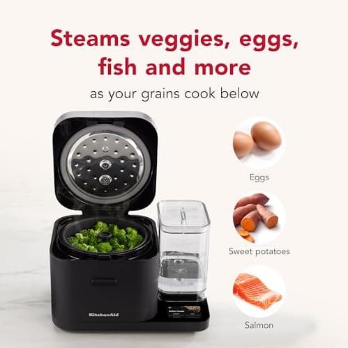 KitchenAid Grain and Rice Cooker 8 Cup with Automatically Sensing Integrated Scale + Water Tank, KGC3155, Black Matte — view 3