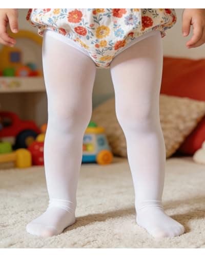 Toddler Tights White Baby Girl Ballet Tights Girls Ultra Soft Dance Tight 6-12 Months Footed Leggings Stockings 2 Pack(White, S) — view 2