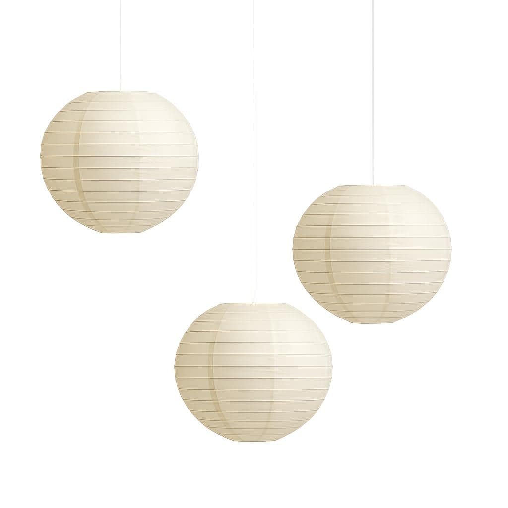 Pack of 3 Paper Lantern Lampshade Party Birthday Baby Shower Wedding Celebration Decoration (Ivory/Cream, 6" (15cm))