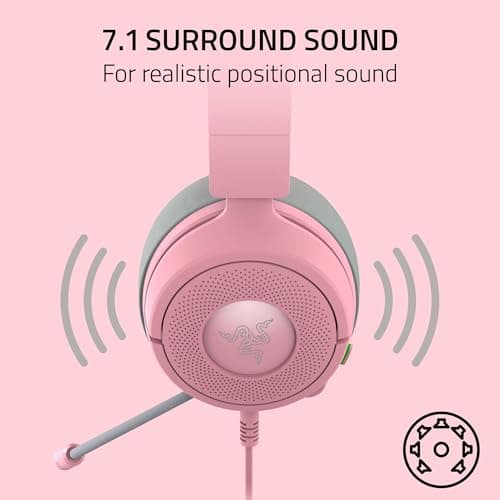 Razer Kraken Kitty V3 X Wired Gaming Headset, Kitty Ears, Pink — view 4