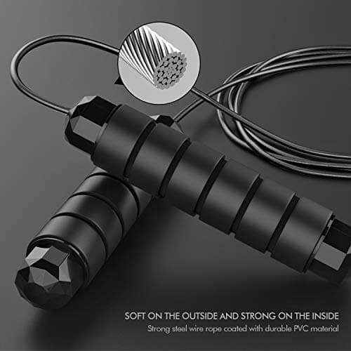 Jump Rope, Tangle-Free Rapid Speed Jumping Rope Cable with Ball Bearings for Women, Men and Kids, Adjustable Foam Handles Steel Jump Ropes for Fitness — view 2