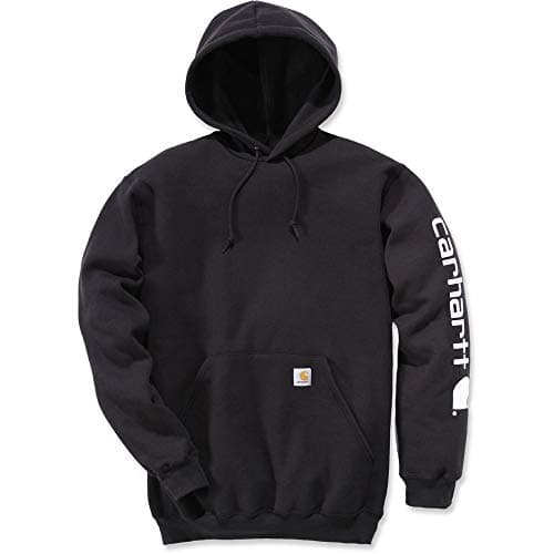 Carhartt Men's Midweight Sleeve Logo Hooded Sweatshirt (Regular and Big & Tall Sizes),Black,Large — view 3