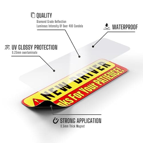 ASSURED SIGNS New Driver MAGNETIC Sign for Car, 3-Pack, 9.72" x 3.24" — view 3