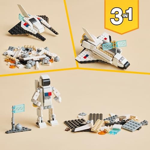 LEGO Creator 3 in 1 Space Shuttle Toys - Space Toys Building Set for Boys & Girls, Ages 6+ - Option to Build 2 Spaceships or Astronaut - Educational Gift for Kids Birthday & Holidays - 31134 — view 3